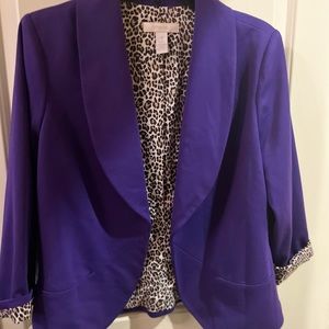Chico’s Leopard Lined Purple Blazer Chico’s Size 1 or Medium